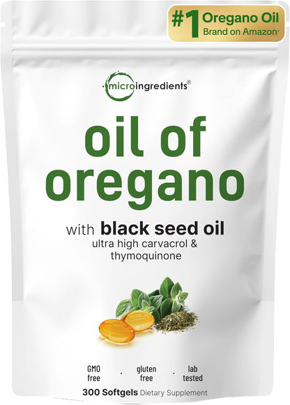 Micro Ingredients Oil of Oregano Softgels & Mega Probiotics 200 Billion CFU Veggie Capsules | 2 Pack Bundle | 4X Strength Thymoquinone + Black Seed | 40 Strains + Inulin, Acacia,& Bromelain - PrimeBioHealth - canada supplements