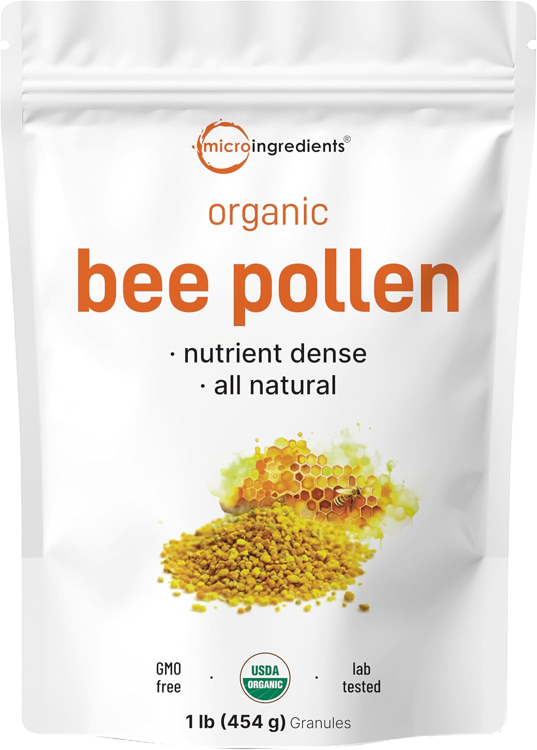 Micro Ingredients Organic Bee Pollen Granules, 1 lb | Fresh Harvest, Raw & Natural Superfood | Rich in B Vitamins, Minerals, Protein & Antioxidants | Keto, Non-GMO - PrimeBioHealth - canada supplements