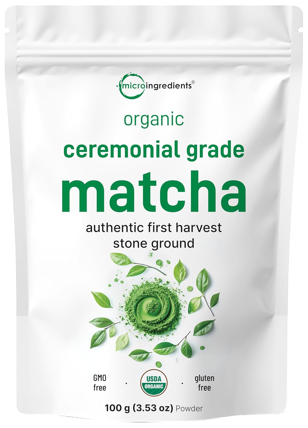 Micro Ingredients Organic Ceremonial Grade Matcha Powder, 100 Servings | Authentic Japanese First Harvest Matcha Green Tea Powder For Barista-Grade Latte, Beverage & Baking - PrimeBioHealth - canada supplements