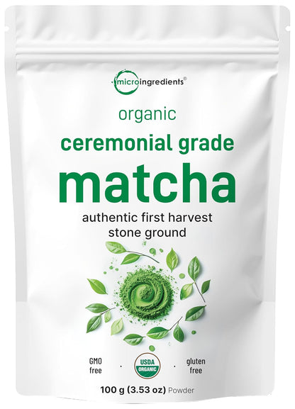 Micro Ingredients Organic Ceremonial Grade Matcha Powder, 100 Servings | Authentic Japanese First Harvest Matcha Green Tea Powder For Barista-Grade Latte, Beverage & Baking - PrimeBioHealth - canada supplements