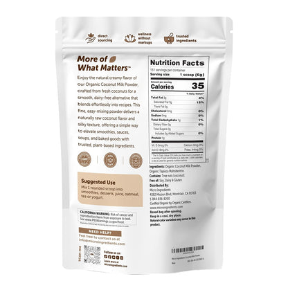Micro Ingredients Organic Coconut Milk Powder, 2 Lb | Plant-Based Creamer for Coffee, Tea & Smoothies | Rich & Creamy, Easy Mixing | Non-GMO, Gluten-Free, Keto & Paleo Friendly - PrimeBioHealth - canada supplements