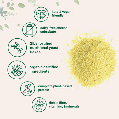 Micro Ingredients Organic Fortified Nutritional Yeast Flakes, 2lb (32oz) | Rich in Vegan Protein, B Vitamins, & Beta-Glucans | Keto Friendly, Dairy Free Cheese Substitute, Non-GMO, Gluten Free - PrimeBioHealth - canada supplements