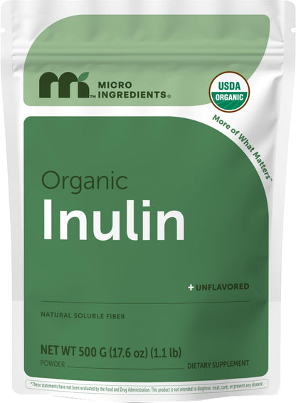 Micro Ingredients Organic Inulin FOS Fiber Powder, 2.2 lbs | Quick Water-Soluble Prebiotic | Natural Fiber for Smoothies & Drinks | Vegan Friendly, Dissolves Clear - PrimeBioHealth - canada supplements