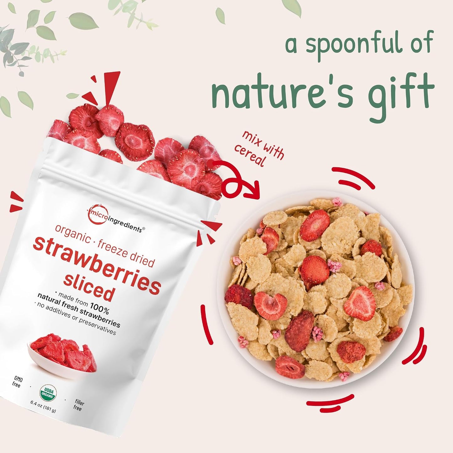 Micro Ingredients Organic Strawberries Sliced, 6.4oz | 100% Natural Fruit | Freeze Dried Strawberry Source | No Sugar & Additives | Healthy Snack & Topping for Beverages or Recipes | Non-GMO, Vegan - PrimeBioHealth - canada supplements
