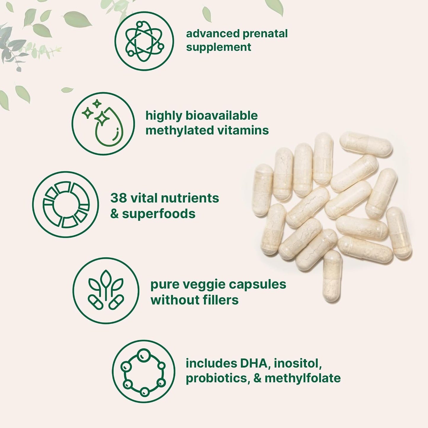 Micro Ingredients Prenatal Vitamins for Women | 38-in-1 with Folate, DHA, Choline, Iron, Probiotics, Inositol, & Vitamin C, D, B Complex | No Fillers | 240 Veggie Capsules - PrimeBioHealth - canada supplements