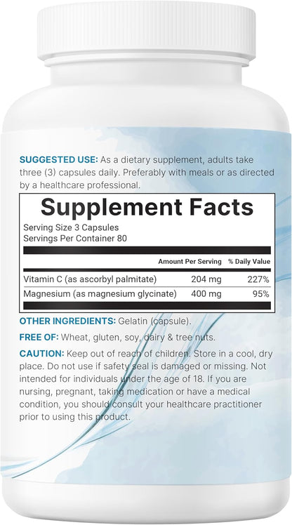 Micro Ingredients Pure Magnesium Glycinate 400mg Per Serving, 240 Capsules | Chelated Mineral Supplements with Elemental Form | Non-GMO, Filler Free - PrimeBioHealth - canada supplements