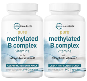 Micro Ingredients Pure Methylated B Complex, 240 Capsules | 11-in-1 Formula with Methylfolate, B12, Thiamin, Inositol, Choline, & Fat Soluble Vitamin C | Clean Ingredients Without Fillers | Non-GMO - PrimeBioHealth - canada supplements