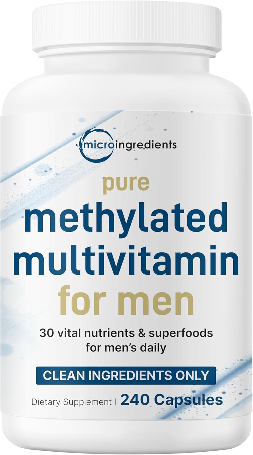 Micro Ingredients Pure Methylated Multivitamin for Men, 240 Capsules | 30 Essential Nutrients with Activated B Complex & Methylfolate + Saw Palmetto, Ginseng, Maca, Lycopene, Vitamin D3 & Zinc - PrimeBioHealth - canada supplements