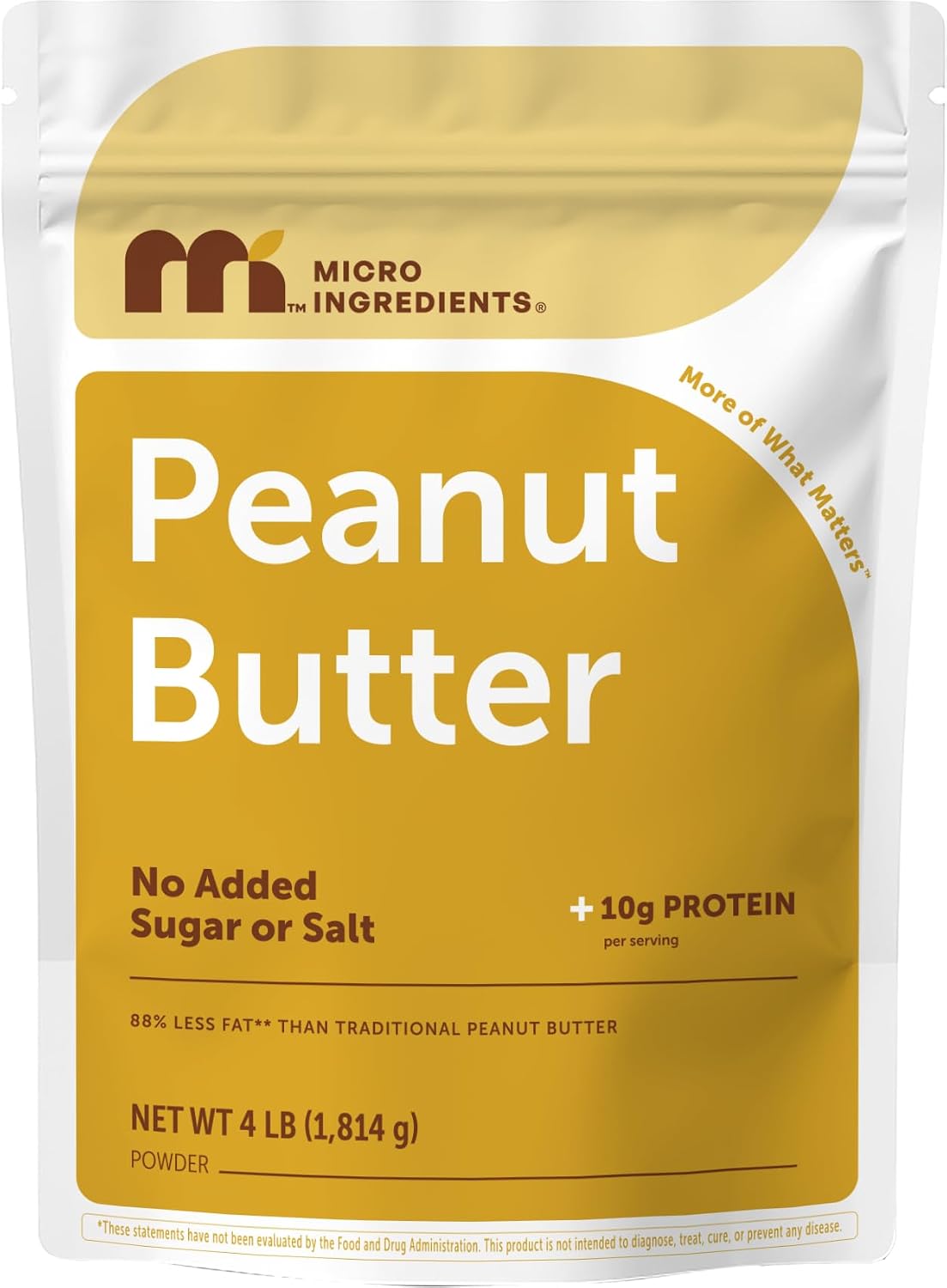 Micro Ingredients Pure Peanut Butter Powder, 4 lb | Made from Fresh Roasted Peanuts | No Added Sugar or Salt | 10g Plant-Based Protein 10% DV, 88% Less Fat | 107 Servings | Non GMO - PrimeBioHealth - canada supplements