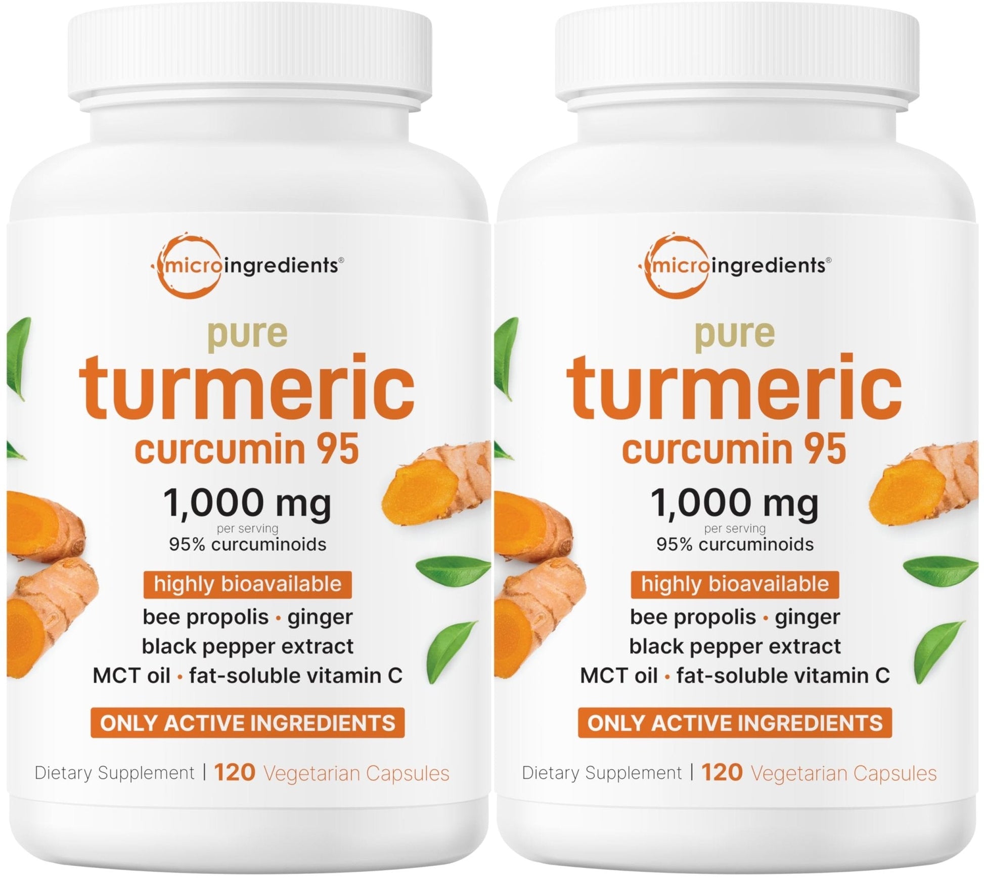 Micro Ingredients Pure Turmeric Curcumin Supplement 1,000mg – 95% Curcuminoids with Black Pepper & Ginger – High Absorption for Joint & Antioxidant Support* – Filler Free, 120 Veggie Capsules - PrimeBioHealth - canada supplements