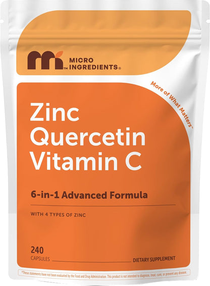 Micro Ingredients Quercetin with Vitamin C & Zinc, 240 Capsules | 6‑in‑1 Formula with Quercetin, Vitamin C & 4 Zinc Forms (Picolinate, Citrate, Glycinate, Gluconate) | Non‑GMO - PrimeBioHealth - canada supplements