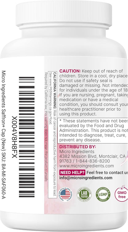 Micro Ingredients Saffron+ Advanced Supplements, 60 Veggie Capsules – 10-in-1 with Saffron Extract, High Absorption Fat-Soluble Vitamin C, Magnesium, Turmeric & KSM-66 Ashwagandha – Filler Free - PrimeBioHealth - canada supplements