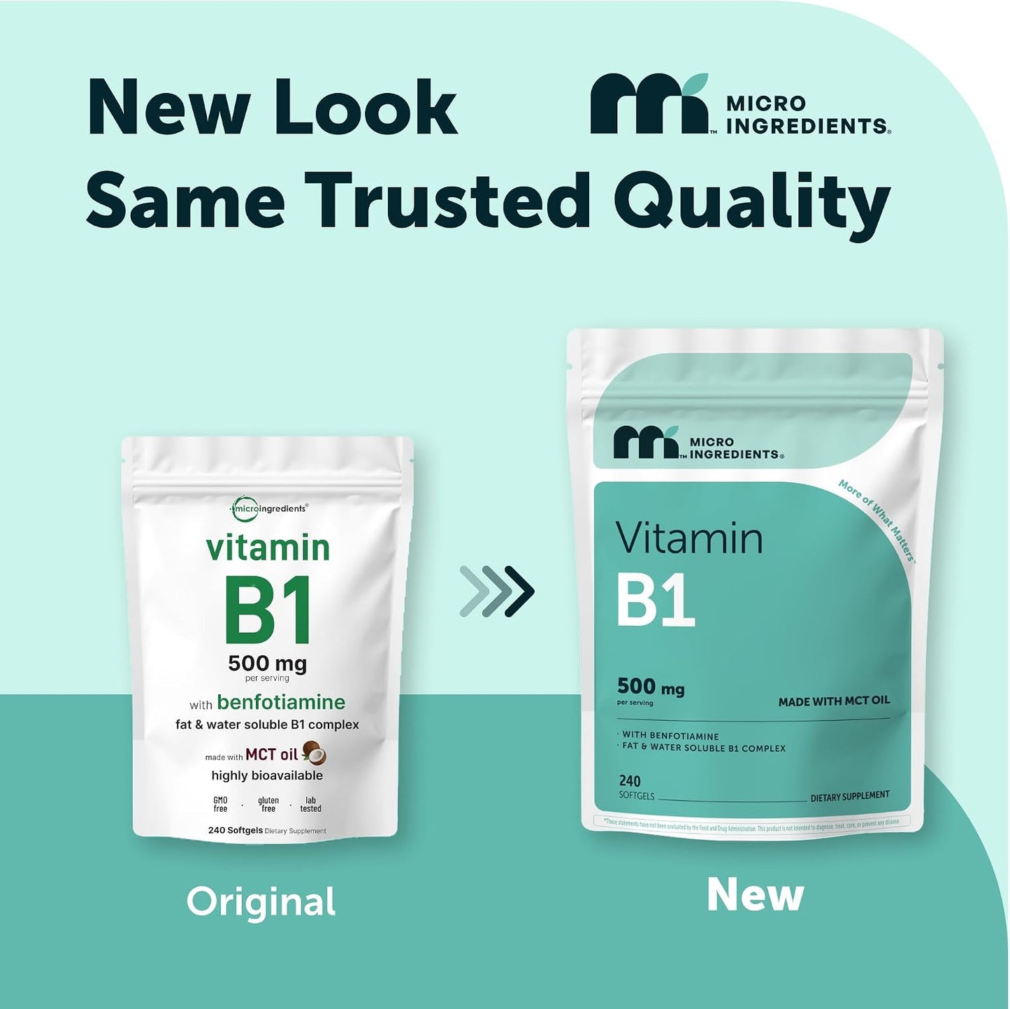 Micro Ingredients Vitamin B1 Thiamine 500mg with Benfotiamine & MCT Oil, 240 Softgels | Highly Bioavailable Thiamine Supplement for Energy & Nervous System Support* | Non-GMO, Soy Free - PrimeBioHealth - canada supplements