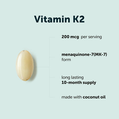 Micro Ingredients Vitamin K2 MK-7 200 mcg Per Serving, 300 Coconut Oil Softgels | K2 Vitamin Supplement with Coconut Oil | Non-GMO - PrimeBioHealth - canada supplements