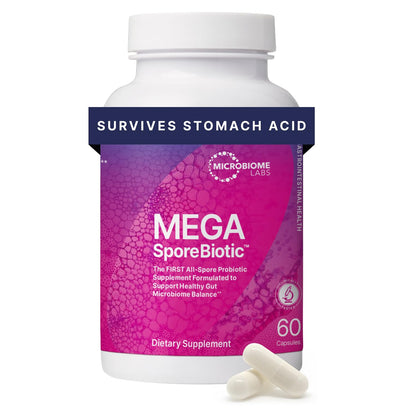 Microbiome Labs MegaSporeBiotic Probiotics for Women & Men - Spore-Based Probiotic for Gut Health & Digestive Support - Shelf-Stable, Travel-Friendly - PrimeBioHealth - canada supplements