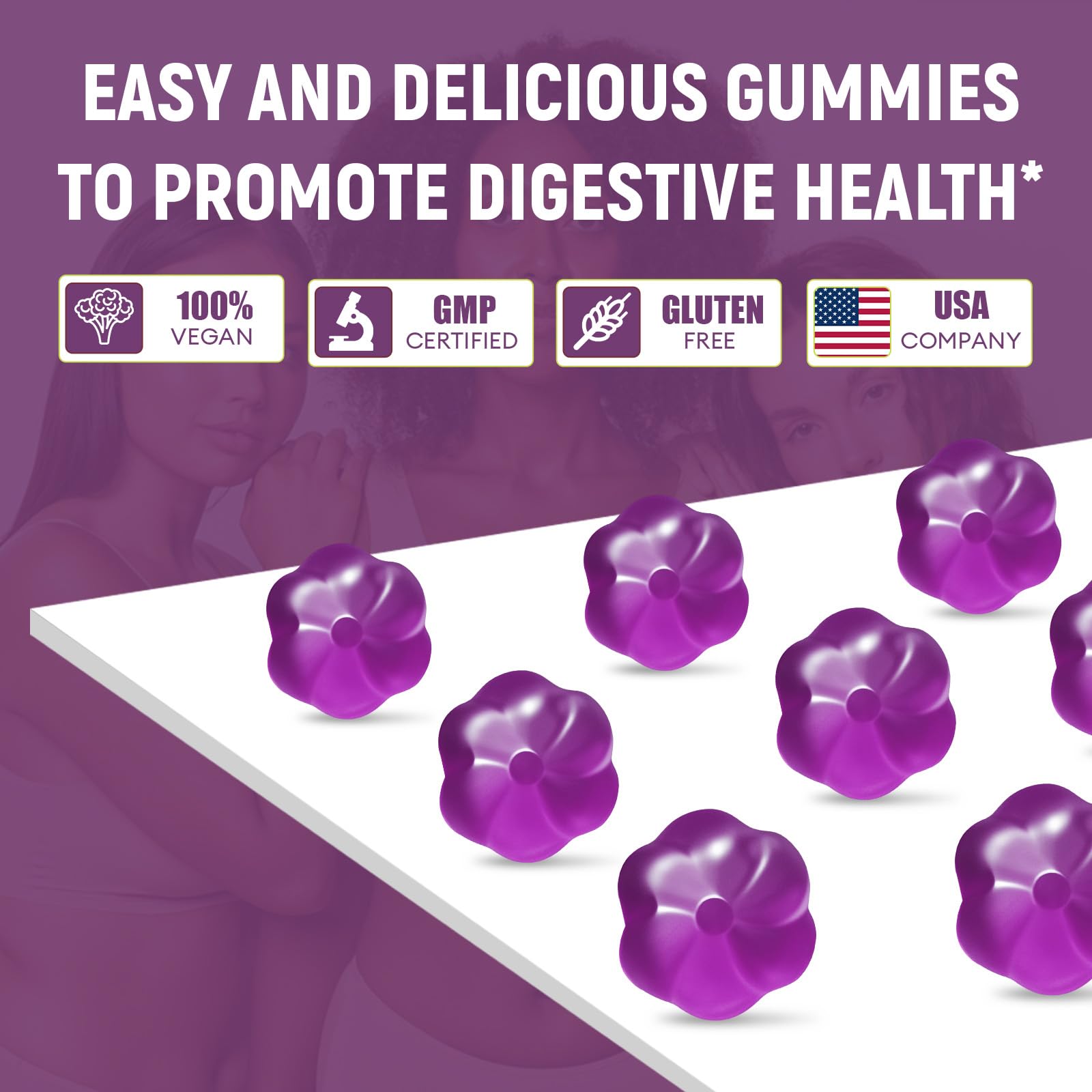 Migcopat 10G Fiber Gummies for Adults, No Sugar Added Grape Flavor, Fiber Supplement with 30 Billion CFU Probiotics Blend, ACV, Vitamin C, - PrimeBioHealth - canada supplements