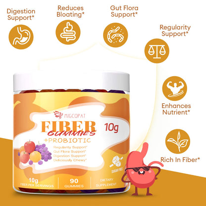 Migcopat 10G Fiber Gummies with Probiotics, Fiber Supplement with 30 Billion CFU Probiotics Blend, ACV, Vitamin C, Inulin - Support Digestive Health - PrimeBioHealth - canada supplements