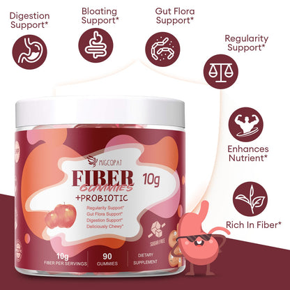 Migcopat Fiber Gummies with Probiotics,10G Fiber per Serving No Sugar Added Apple Flavor, with 10 Billion CFU Probiotics Blend, Apple Cider Vinegar, - PrimeBioHealth - canada supplements