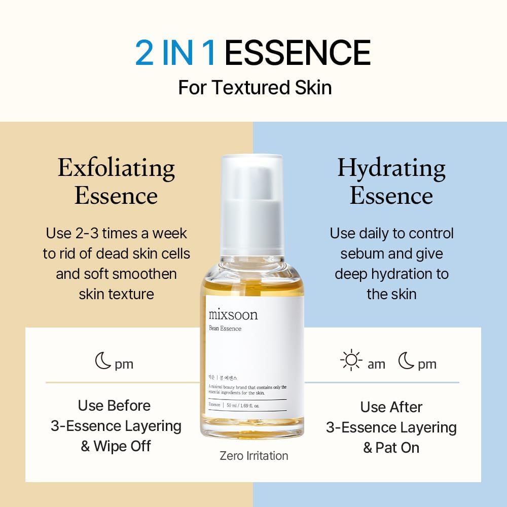 mixsoon Bean Essence Exfoliating, Snail Mucin Moisturizer for Hydrating, Fermented Bean Extract, Gentle Formula - PrimeBioHealth - canada supplements