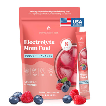 Mommy Knows Best Mom Fuel Electrolyte Drink Mix for Moms, Hydration Support - for Pregnancy, Prenatal, Electrolytes + Trace Minerals, - PrimeBioHealth - canada supplements