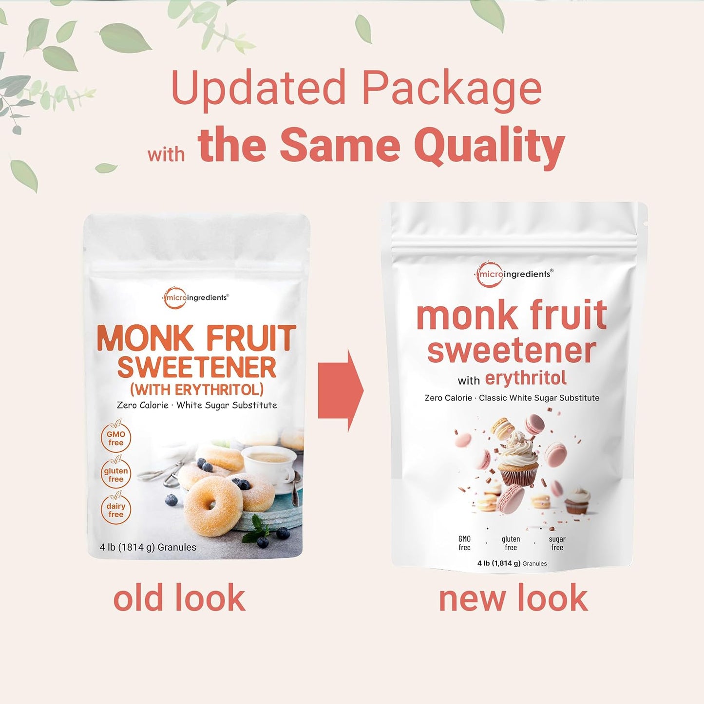 Monk Fruit Sweetener with Erythritol Granules, 4 Pounds, No After Taste, 1:1 White Sugar Substitute, Keto Diet Friendly, Zero Calorie, Natural Sweetener for Drinks, Coffee, Tea, Cookies, No-GMO, Vegan - PrimeBioHealth - canada supplements