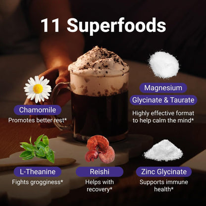MoonBrew Nighttime Magnesium Hot Cocoa Jar, Natural Sleep Aid Drink Mix for Adults - Calming Melatonin-Free Sleep Support - Sleepy Hot Chocolate Powder with L-Theanine, - PrimeBioHealth - canada supplements