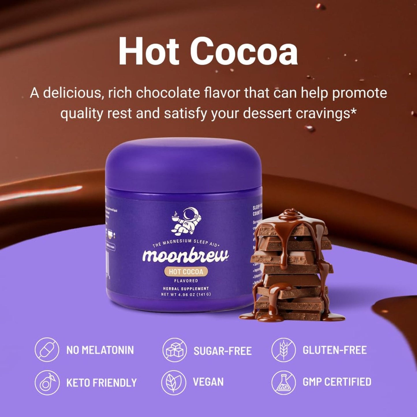 MoonBrew Nighttime Magnesium Hot Cocoa Jar, Natural Sleep Aid Drink Mix for Adults - Calming Melatonin-Free Sleep Support - Sleepy Hot Chocolate Powder with L-Theanine, - PrimeBioHealth - canada supplements