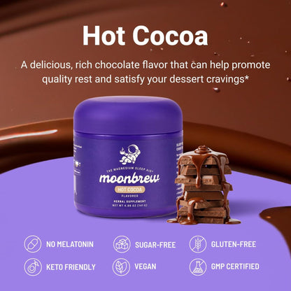 MoonBrew Nighttime Magnesium Hot Cocoa Jar, Natural Sleep Aid Drink Mix for Adults - Calming Melatonin-Free Sleep Support - Sleepy Hot Chocolate Powder with L-Theanine, - PrimeBioHealth - canada supplements