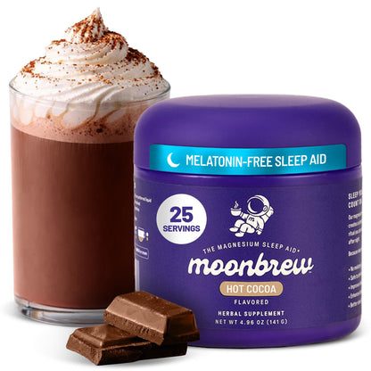 MoonBrew Nighttime Magnesium Hot Cocoa Jar, Natural Sleep Aid Drink Mix for Adults - Calming Melatonin-Free Sleep Support - Sleepy Hot Chocolate Powder with L-Theanine, - PrimeBioHealth - canada supplements