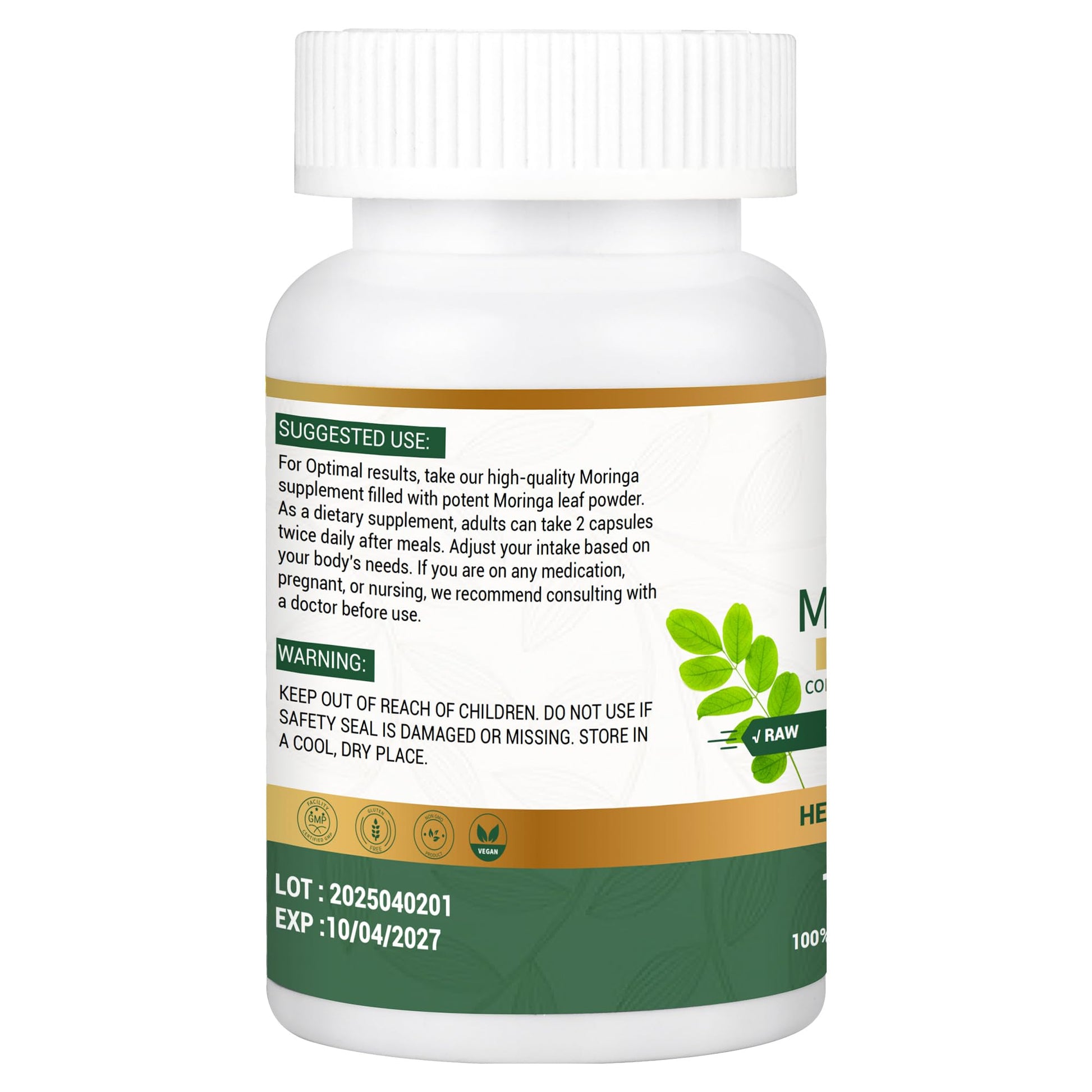 Moringa Capsules, Moringa Pure Capsules For Energy, Immune Support, Gut Health & Powerful Green Superfood, Rich In Antioxidants, Essential Vitamins & Amino Acids - PrimeBioHealth - canada supplements