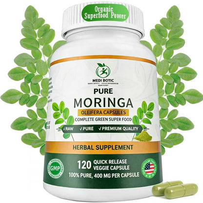 Moringa Capsules, Moringa Pure Capsules For Energy, Immune Support, Gut Health & Powerful Green Superfood, Rich In Antioxidants, Essential Vitamins & Amino Acids - PrimeBioHealth - canada supplements