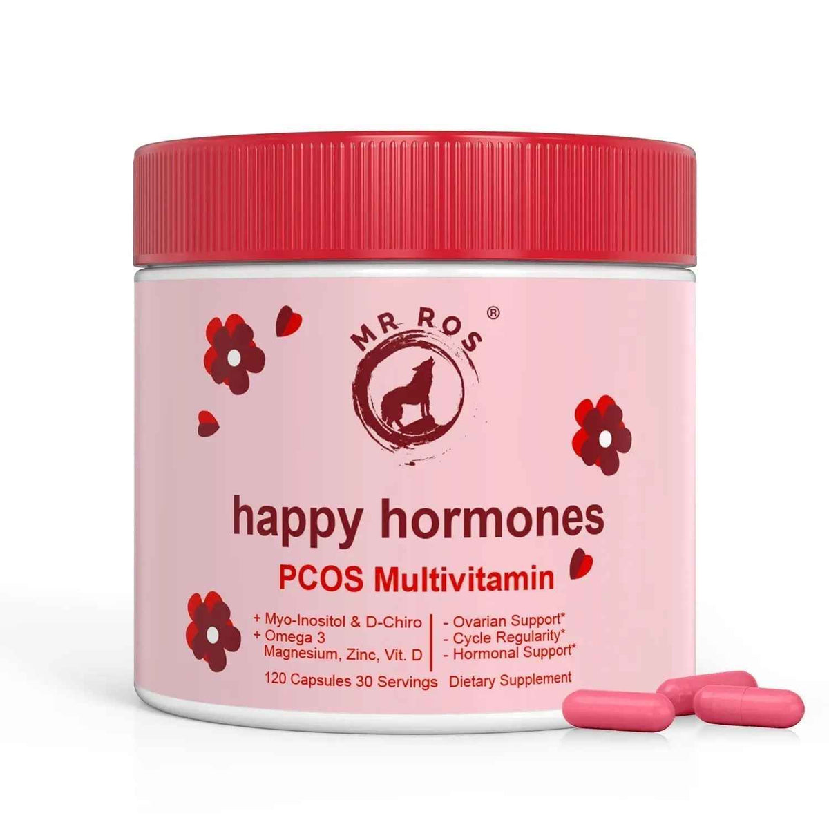Mr Ros PCOS Multivitamin for Women – Happy Hormones Formula – Myo & D-Chiro Inositol 40:1, Omega-3, Vitamin D3, Zinc & Magnesium