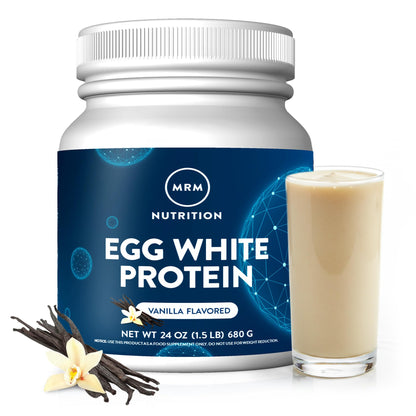 MRM Nutrition Egg White Protein - Sugar Free Vanilla Flavored Powder, 23g Fat-Free Protein with Digestive Enzymes, Free of Dairy, Gluten, and Soy, High Biological Value - 20 Servings - PrimeBioHealth - canada supplements