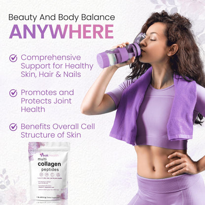 Multi Collagen Peptides Powder, 1 Pounds collagen powder- Type I,II,III,V,X with Biotin 10000mcg, Hyaluronic acid powder, Vitamin C - Unflavored Collagen Protein Powder - PrimeBioHealth - canada supplements