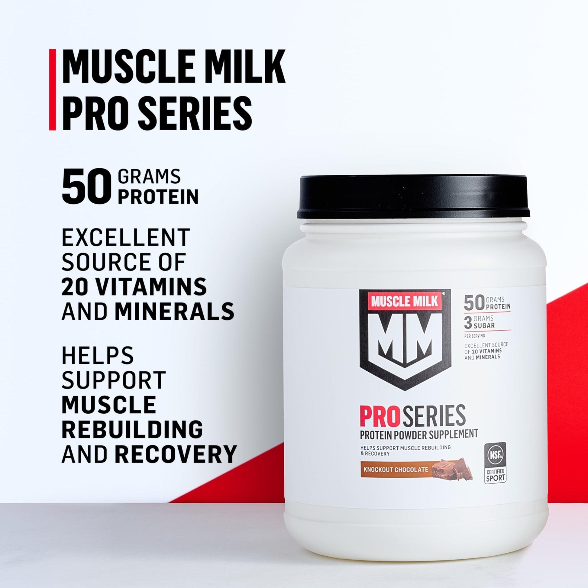 Muscle Milk Pro Series Protein Powder Supplement, Slammin' Strawberry, 2 Pound, 11 Servings, 50g Protein, 3g Sugar, 20 Vitamins & Minerals, NSF Certified for Sport, Packaging May Vary - PrimeBioHealth - canada supplements