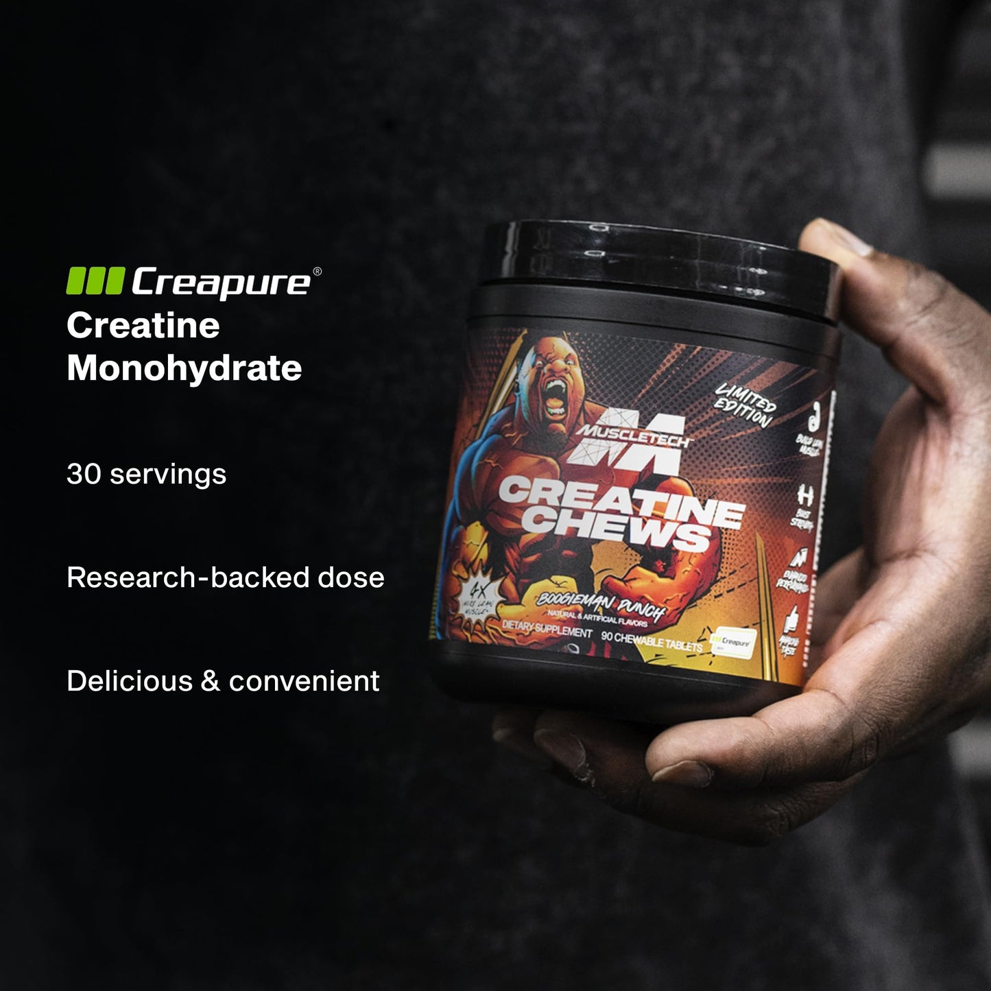 MuscleTech Creatine Chews - Creapure Monohydrate Supplement for Muscle Recovery, Muscle Builder & Energy Boost - Pre Workout Supplement for Men & Women - PrimeBioHealth - canada supplements