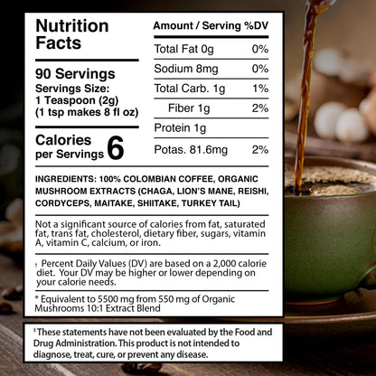 Mushroom Coffee, 90 Servings Organic Mushrooms Instant Coffea, Great Tasting Colombian Keto Coffee, 7 Superfood Mishrooms Lions Mane, Chaga, Reishi, Cordyceps, Maitake, Shiitake, and Turkey Tail - PrimeBioHealth - canada supplements