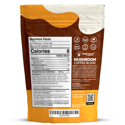 Mushroom Coffee Organic Instant Coffee, 25-in-1, Third-Party Tested Keto Friendly Lions Mane Supplement with Functional Mushrooms – Shiitake, Reishi, Lion’s Mane & More | Smooth, Rich Flavor - 90 Servings - PrimeBioHealth - canada supplements