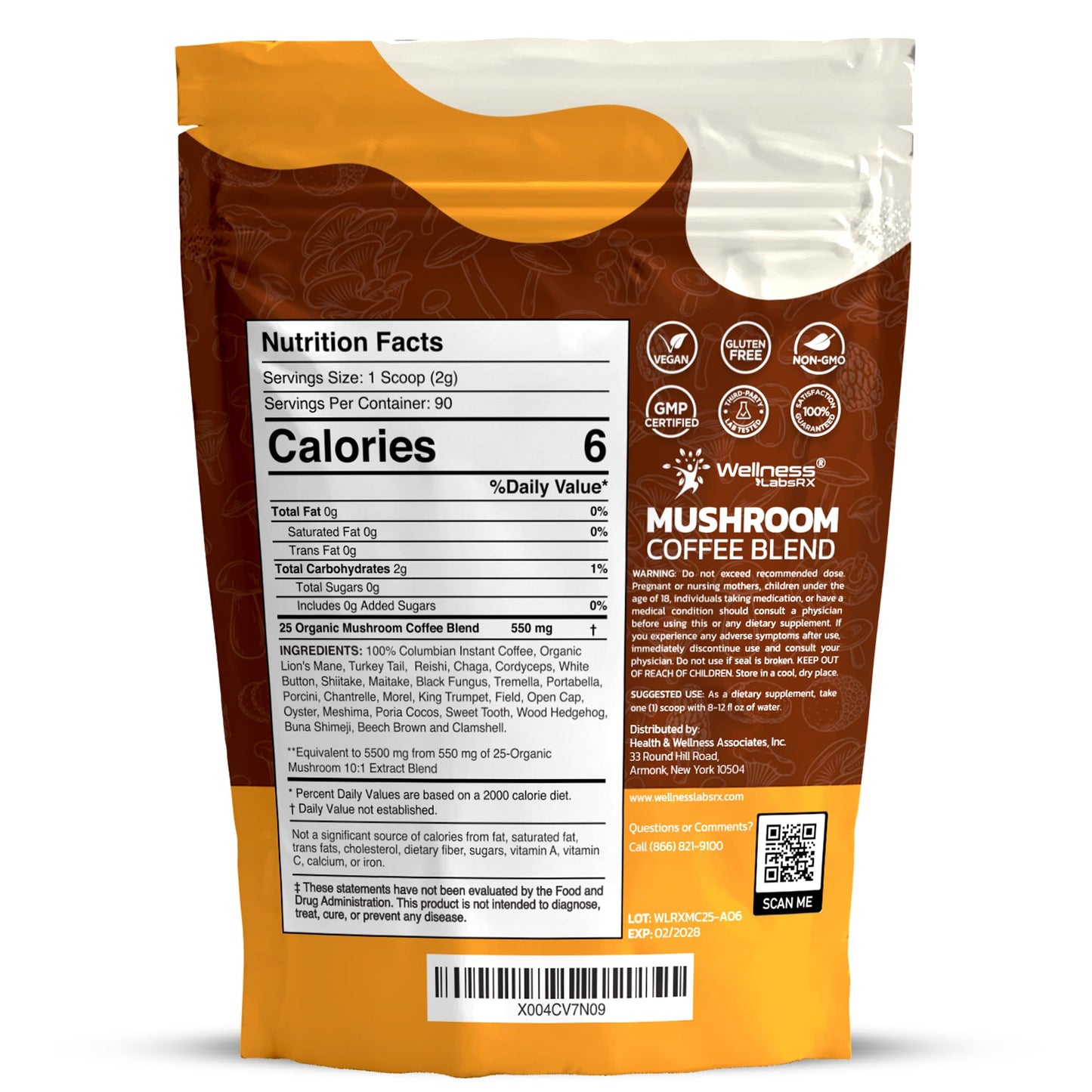 Mushroom Coffee Organic Instant Coffee, 25-in-1, Third-Party Tested Keto Friendly Lions Mane Supplement with Functional Mushrooms – Shiitake, Reishi, Lion’s Mane & More | Smooth, Rich Flavor - 90 Servings - PrimeBioHealth - canada supplements