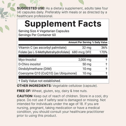 Myo-Inositol & D-Chiro Inositol 2,050mg | 240 Veggie Capsules + Vitamin C, Folate, DIM, & CoQ10 | Inositol Supplement for Women | 40:1 Ratio | Hormonal Balance & Ovarian Support | Filler Free - PrimeBioHealth - canada supplements