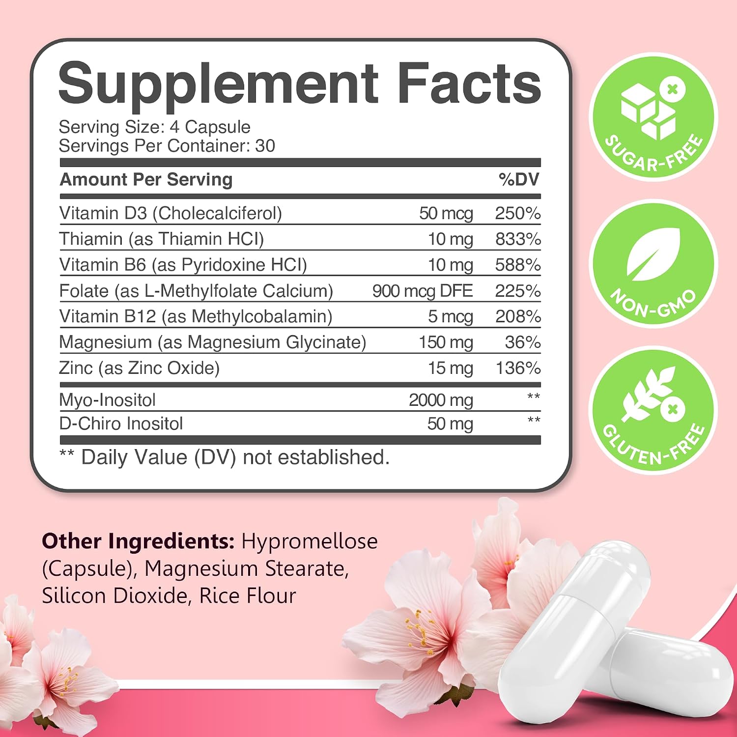 Myo-Inositol & D-Chiro Inositol Supplement for Women 240ct Ideal 40:1 Ratio - PrimeBioHealth - canada supplements