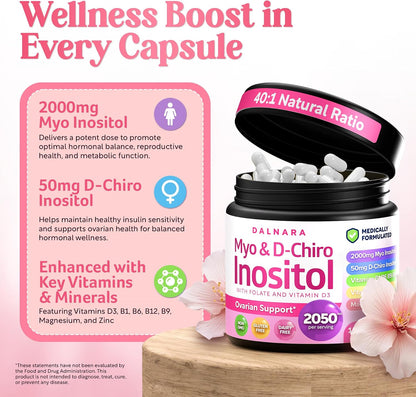 Myo-Inositol & D-Chiro Inositol Supplement for Women 240ct Ideal 40:1 Ratio - PrimeBioHealth - canada supplements