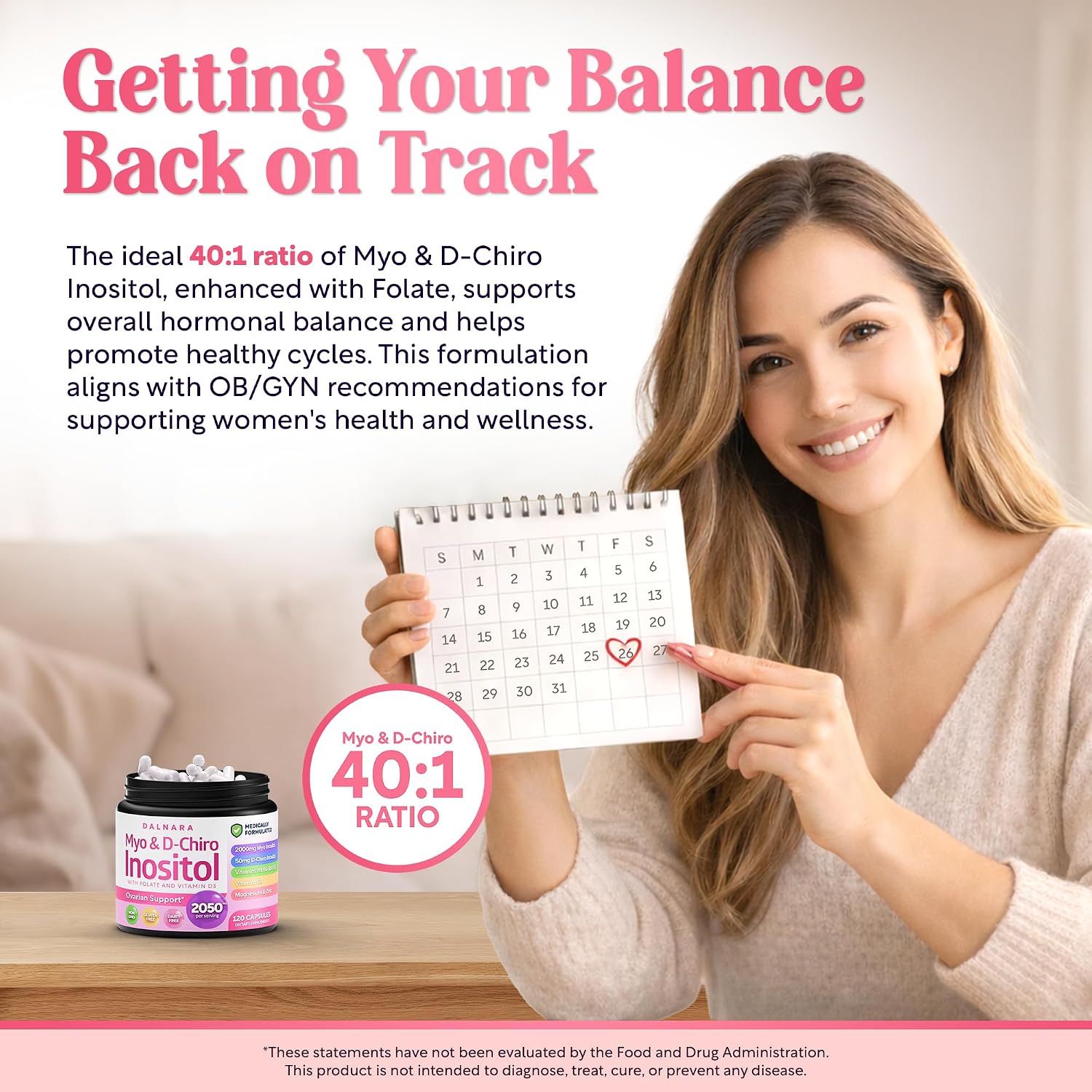 Myo-Inositol & D-Chiro Inositol Supplement for Women 240ct Ideal 40:1 Ratio - PrimeBioHealth - canada supplements