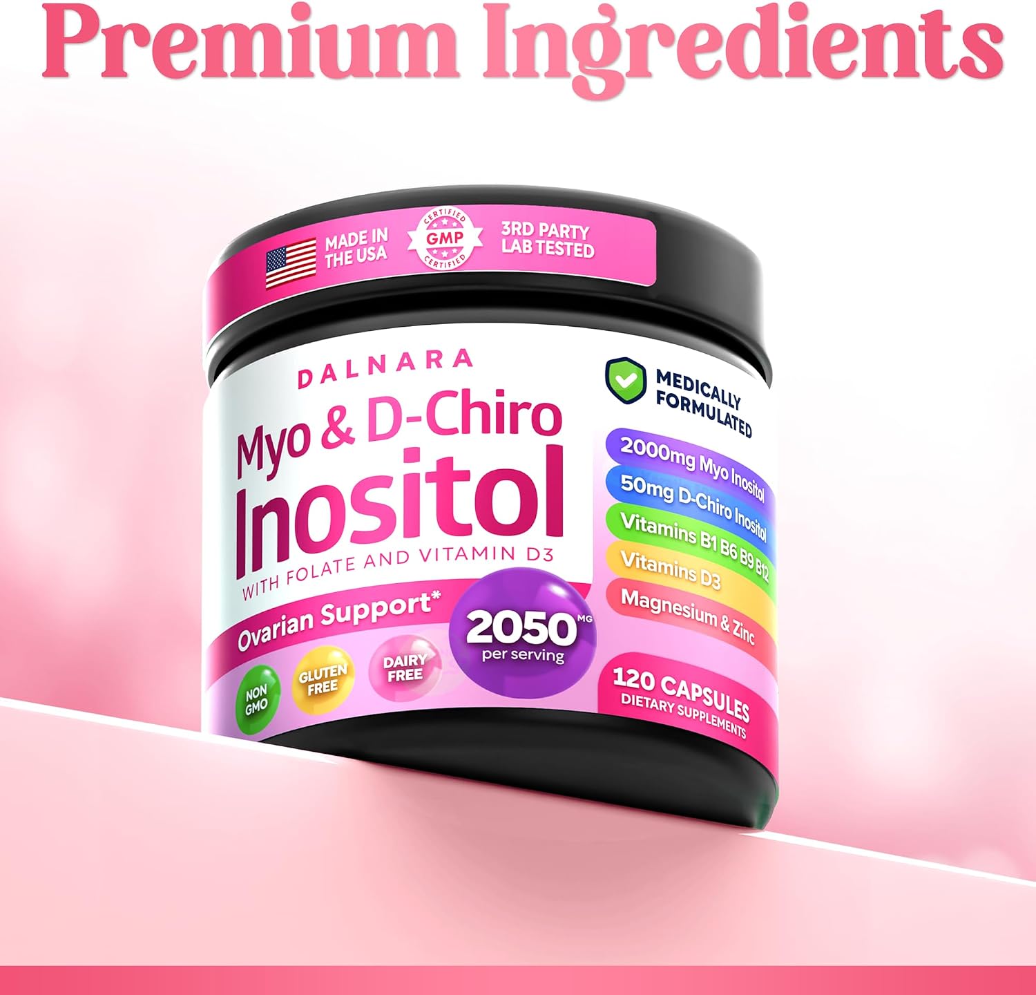 Myo-Inositol & D-Chiro Inositol Supplement for Women 240ct Ideal 40:1 Ratio - PrimeBioHealth - canada supplements