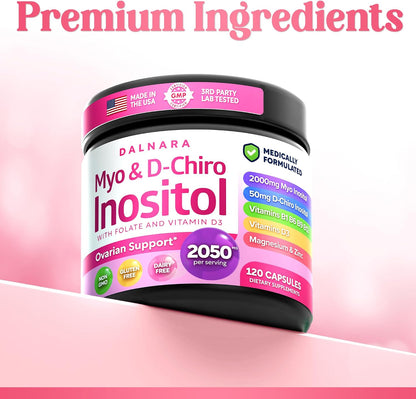 Myo-Inositol & D-Chiro Inositol Supplement for Women 240ct Ideal 40:1 Ratio - PrimeBioHealth - canada supplements