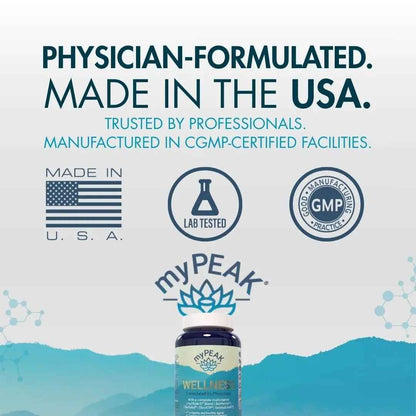 myPEAK Wellness Award-Winning Vegan Multivitamin with ElevATP Ancient Peat Extract, Natural Astaxanthin, Iron, Resveratrol and Alpha GPC
