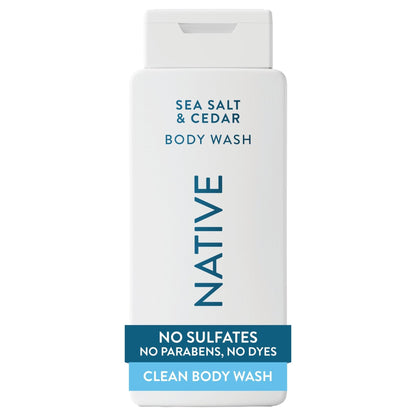 Native Body Wash Contains Naturally Derived Ingredients | For Women & Men, Sulfate, Paraben, & Dye Free Leaving Skin Soft and Hydrated | Sea Salt & Cedar 18 oz - PrimeBioHealth - canada supplements