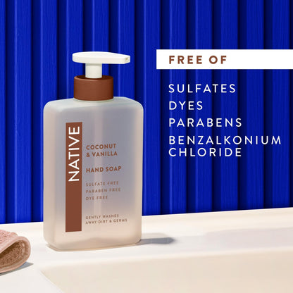 Native Liquid Hand Soap, Coconut & Vanilla Scent, Non-Drying Formula for Soft, Smooth Hands - PrimeBioHealth - canada supplements