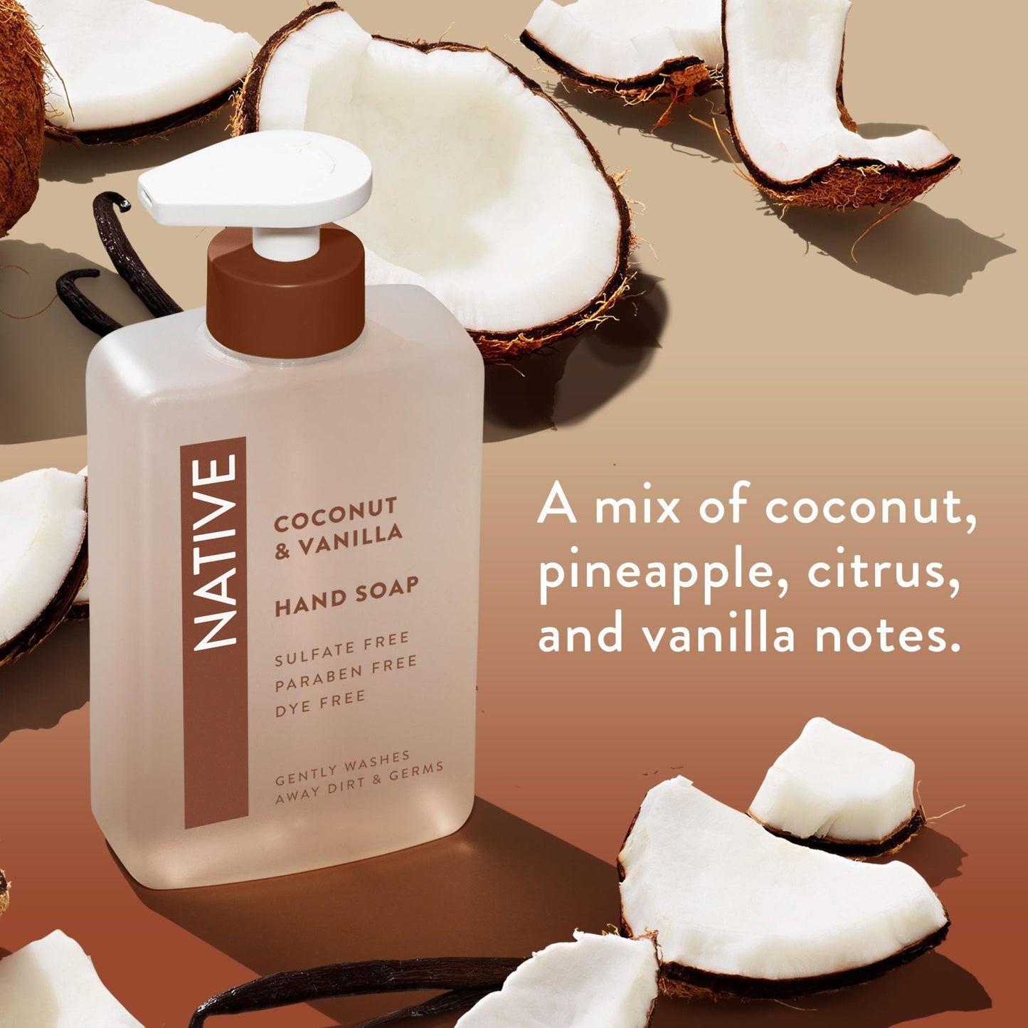 Native Liquid Hand Soap, Coconut & Vanilla Scent, Non-Drying Formula for Soft, Smooth Hands - PrimeBioHealth - canada supplements