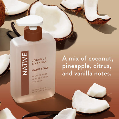 Native Liquid Hand Soap, Coconut & Vanilla Scent, Non-Drying Formula for Soft, Smooth Hands - PrimeBioHealth - canada supplements